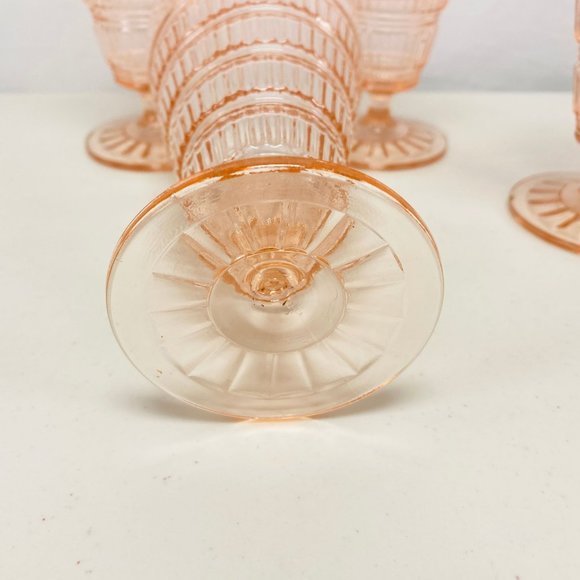 Vtg Pink Beehive Hazel Atlas Depression Glass Ice Tea Goblets Sundae Tumbler 4 - Picture 9 of 14